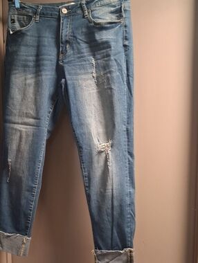 KanCan Distressed Medium Blue Boyfriend Jeans